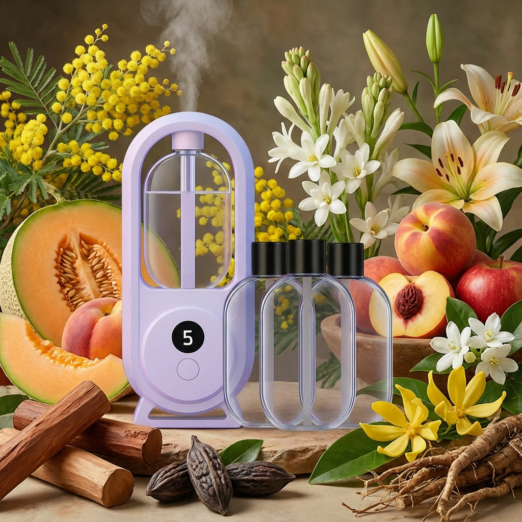Difuzér esenciálního oleje + 3× 50 ml